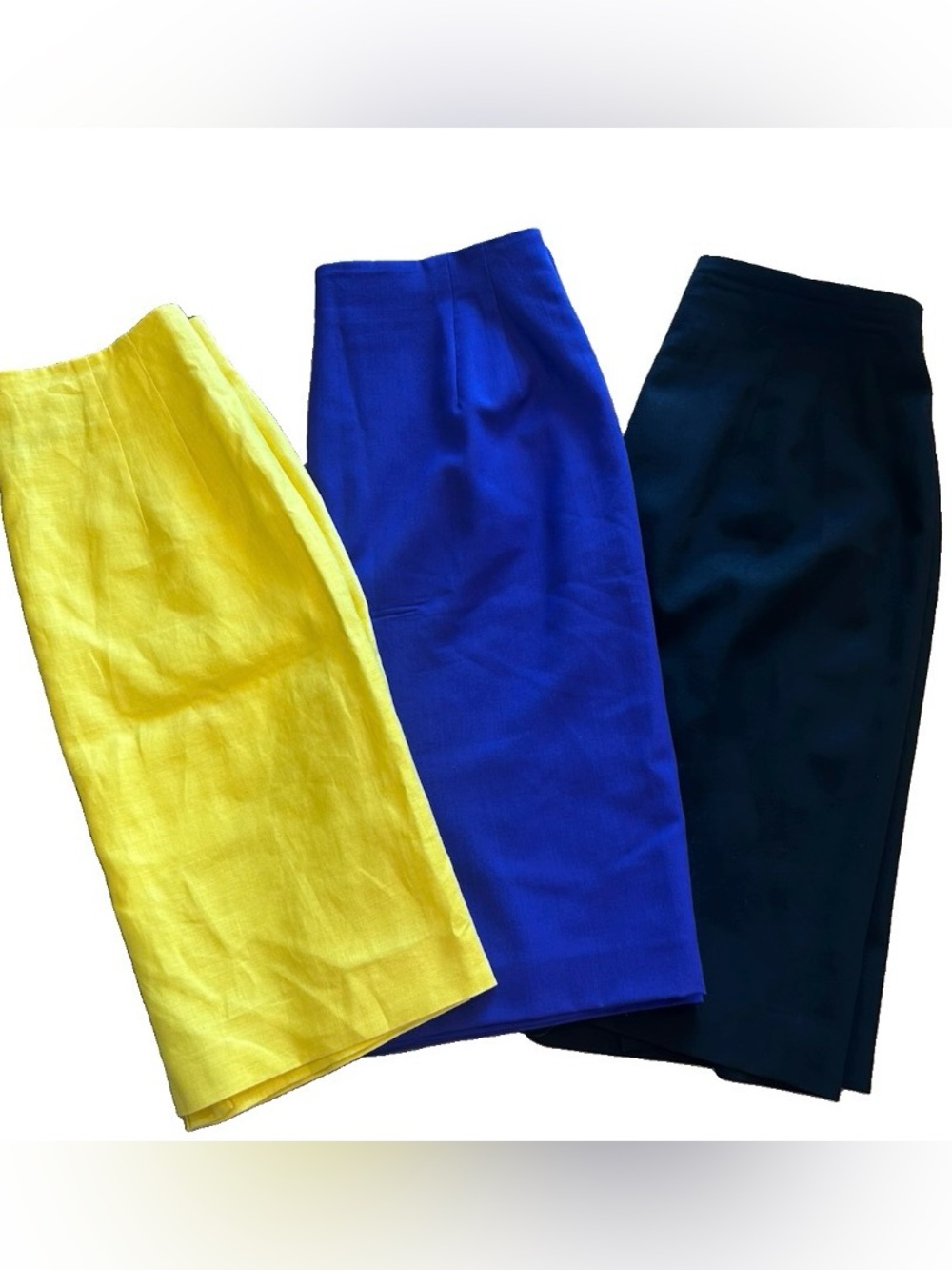Vintage Classiques 3-Piece Pencil Skirt Bundle Wool Yellow Blue Black